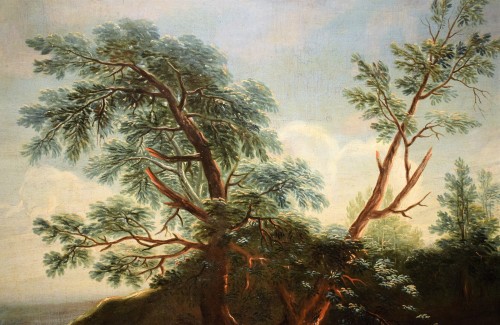 Paysage Lacustre avec foret et personnages - École vénitienne du XVIIIe - Louis XVI